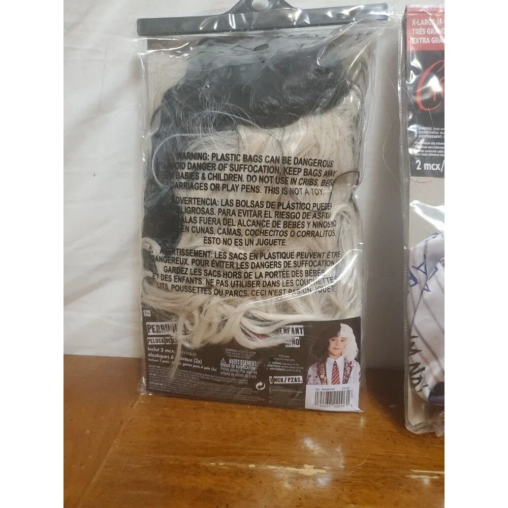 Disney Cruella Estella Girls Halloween Costume Accessory Kit Wig Size 14-16 NEW